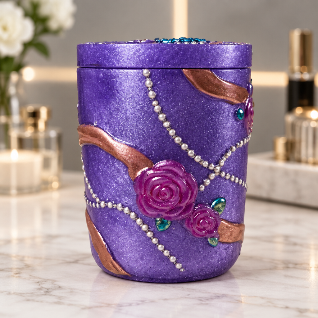 Roses Pearls & Ribbons Jar With Lid ~ 3 3/4”H x 3”W ~ $22.00 Each