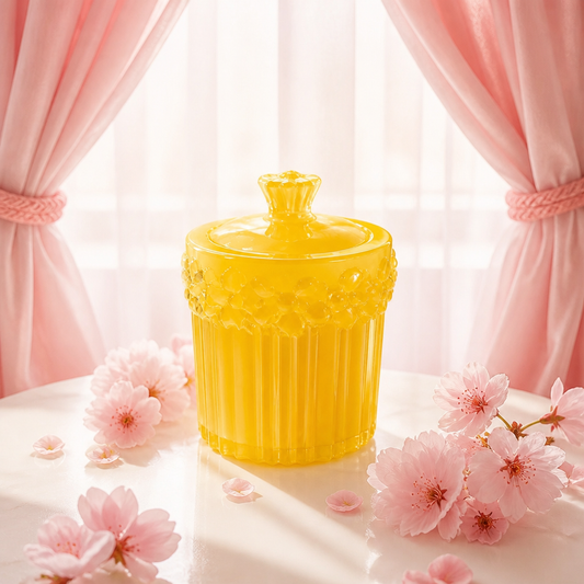 2 Piece Tall Jar With Heart Border ~ 5”H x 3 1/4”W $30.00