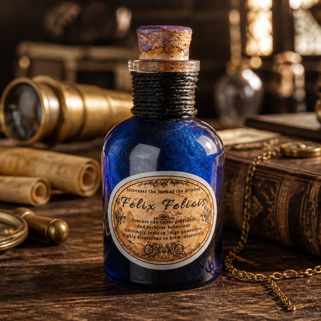 Potion Bottles ~ Unicorn Blood, Venomous Calendula ~ 4 1/2”H x 2 1/4”W ~ $25.00 Each