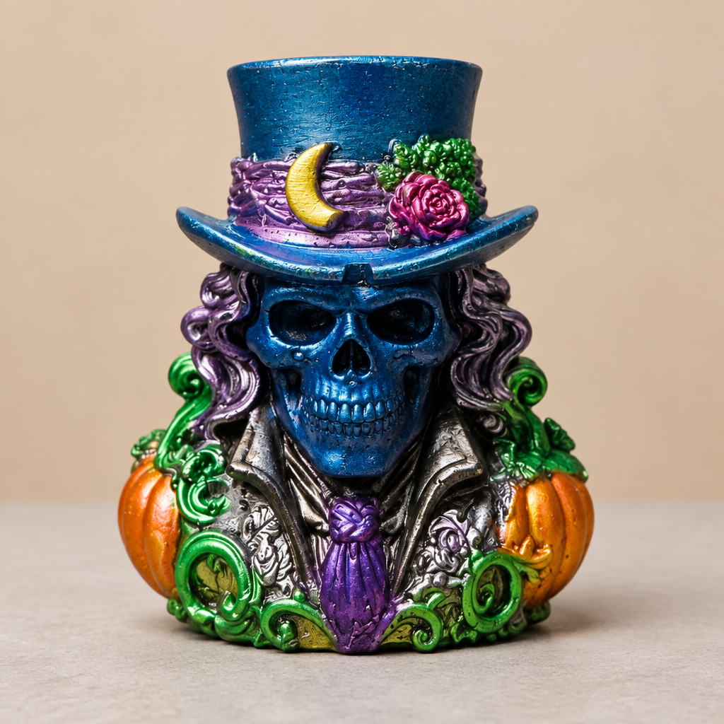 Skulls With Tophats & Moon ~ 3 1/4”H x 2 1/2”W $25.00 Each