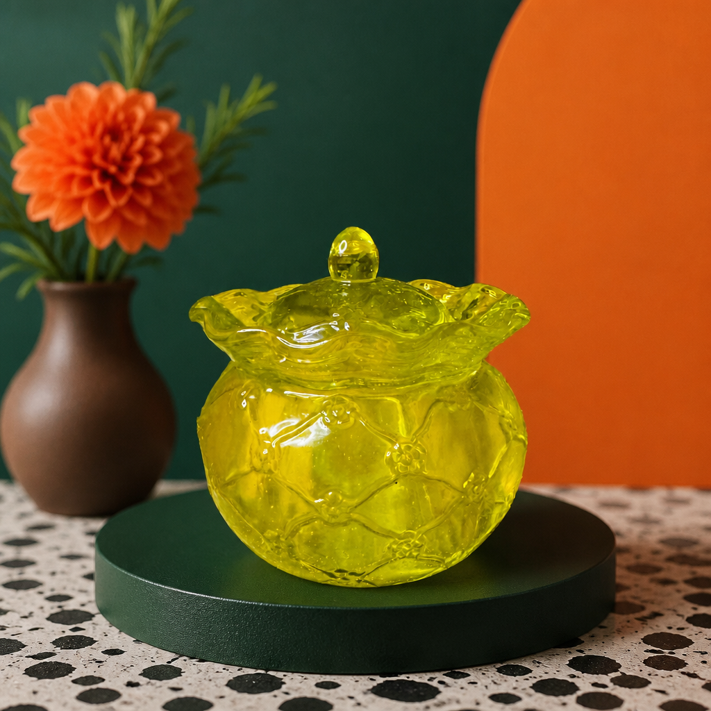 Diamond Cut Jar ~ 3 1/2”H x 3 1/4”W  ~ $25.00