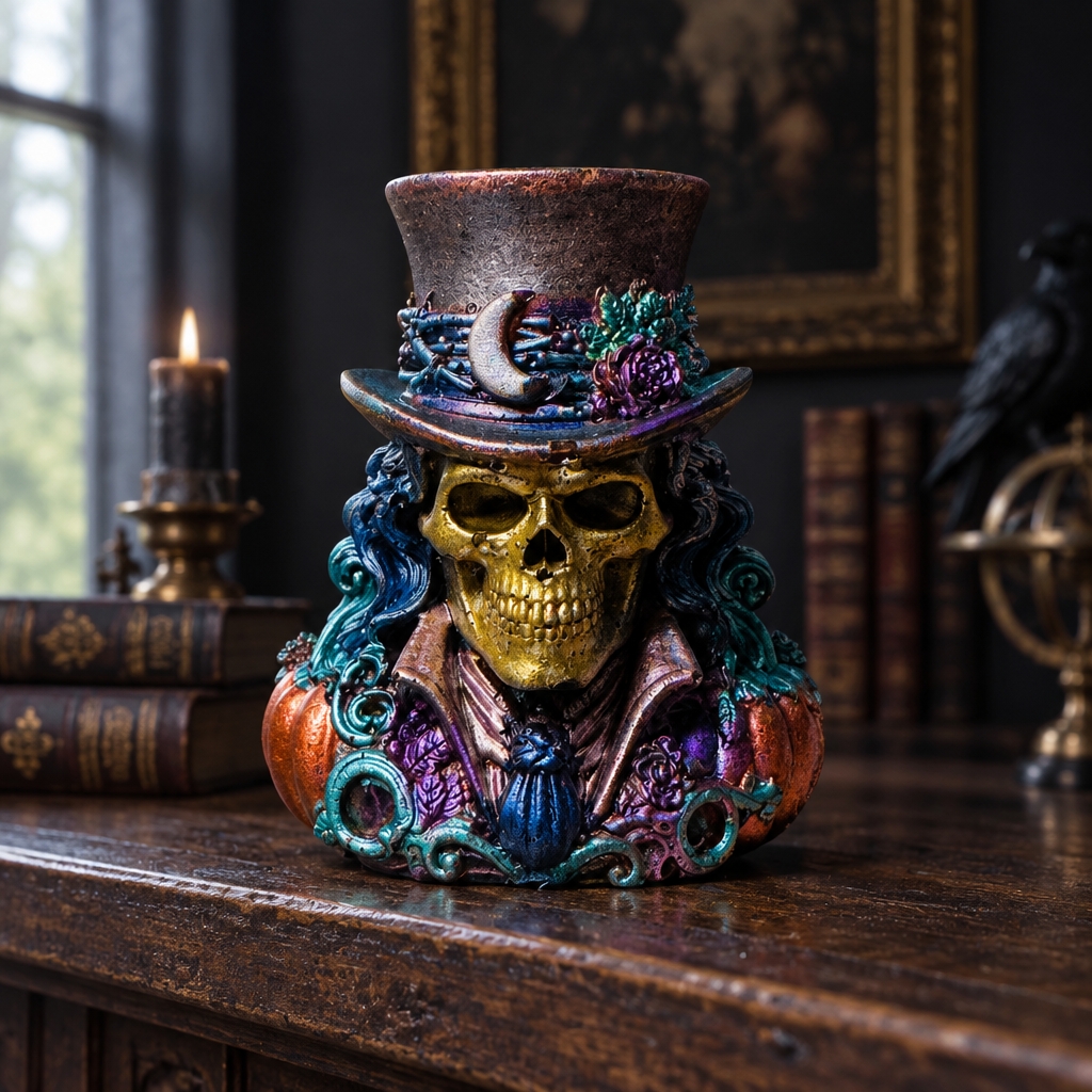Skulls With Tophats & Moon ~ 3 1/4”H x 2 1/2”W $25.00 Each