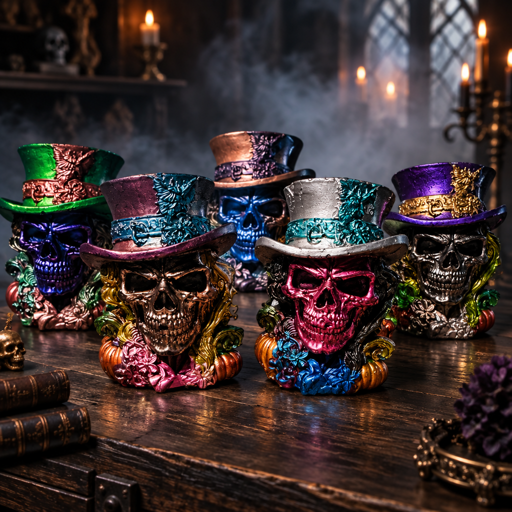 Skulls In Tophats ~            3 1/4”H x 2 1/2”W ~ $25.00 Each