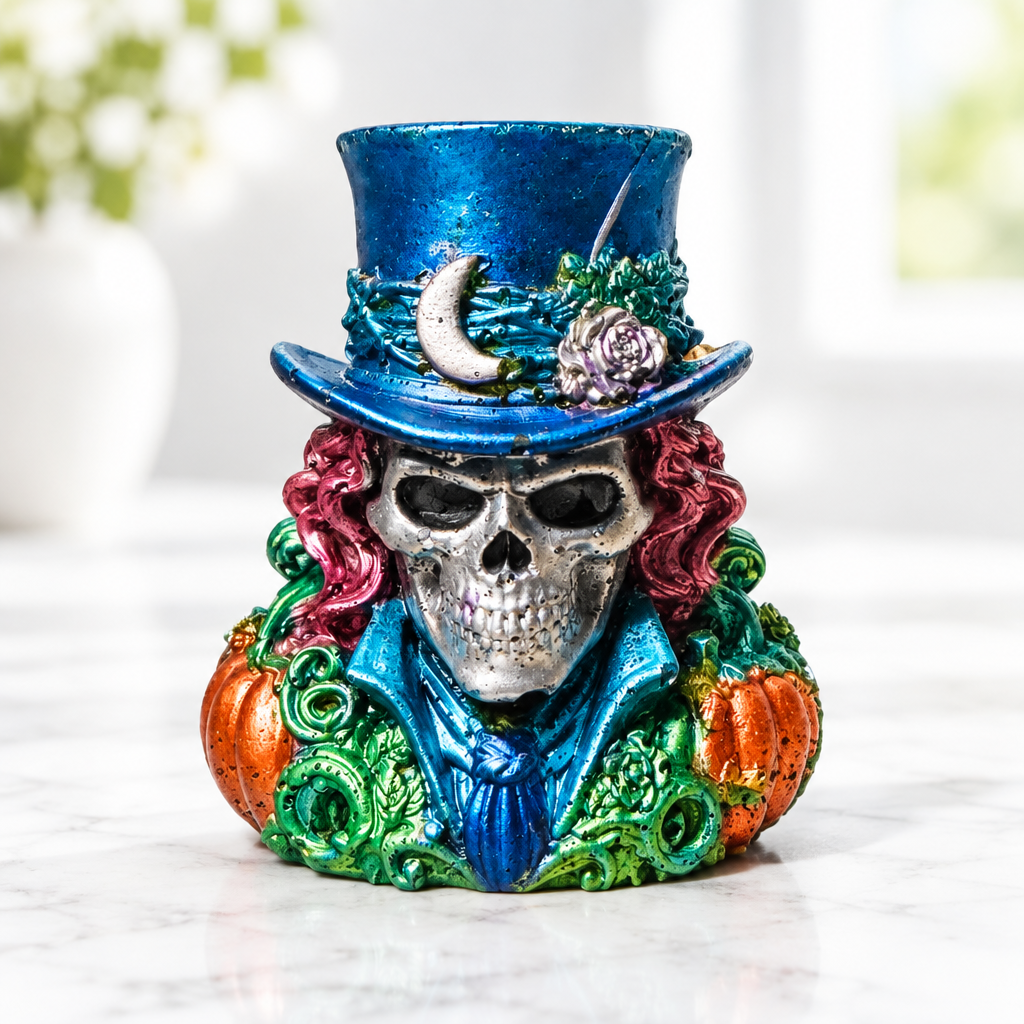Skulls With Tophats & Moon ~ 3 1/4”H x 2 1/2”W $25.00 Each