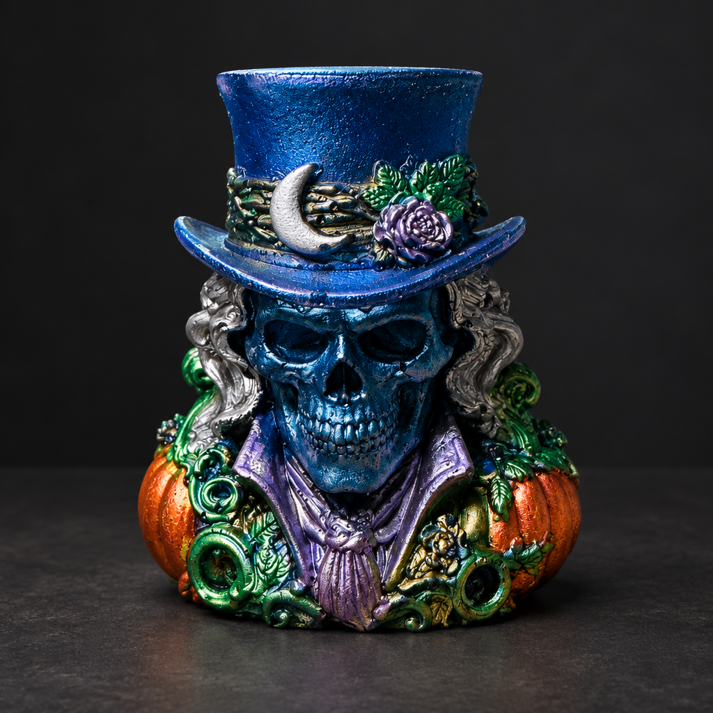 Skulls With Tophats & Moon ~ 3 1/4”H x 2 1/2”W $25.00 Each