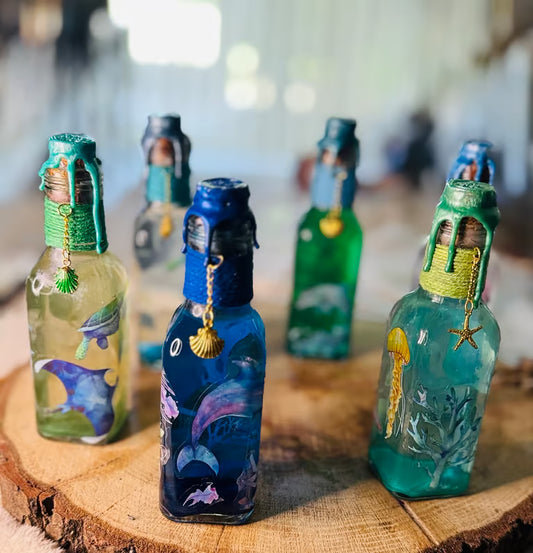 Under The Sea Potion Bottles Series. 6”H x 2”W