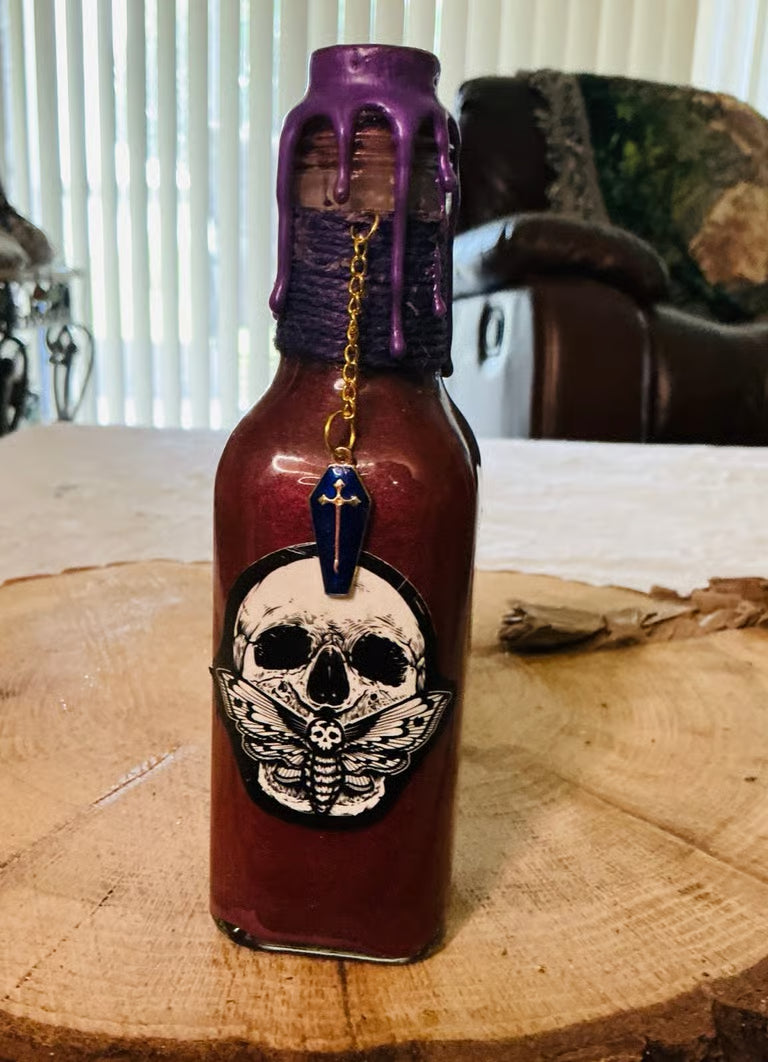 Skulls & Roses & a Double FU Potion Bottles ~ 7H x 1 1/2W