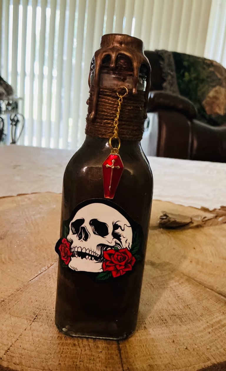 Skulls & Roses & a Double FU Potion Bottles ~ 7H x 1 1/2W