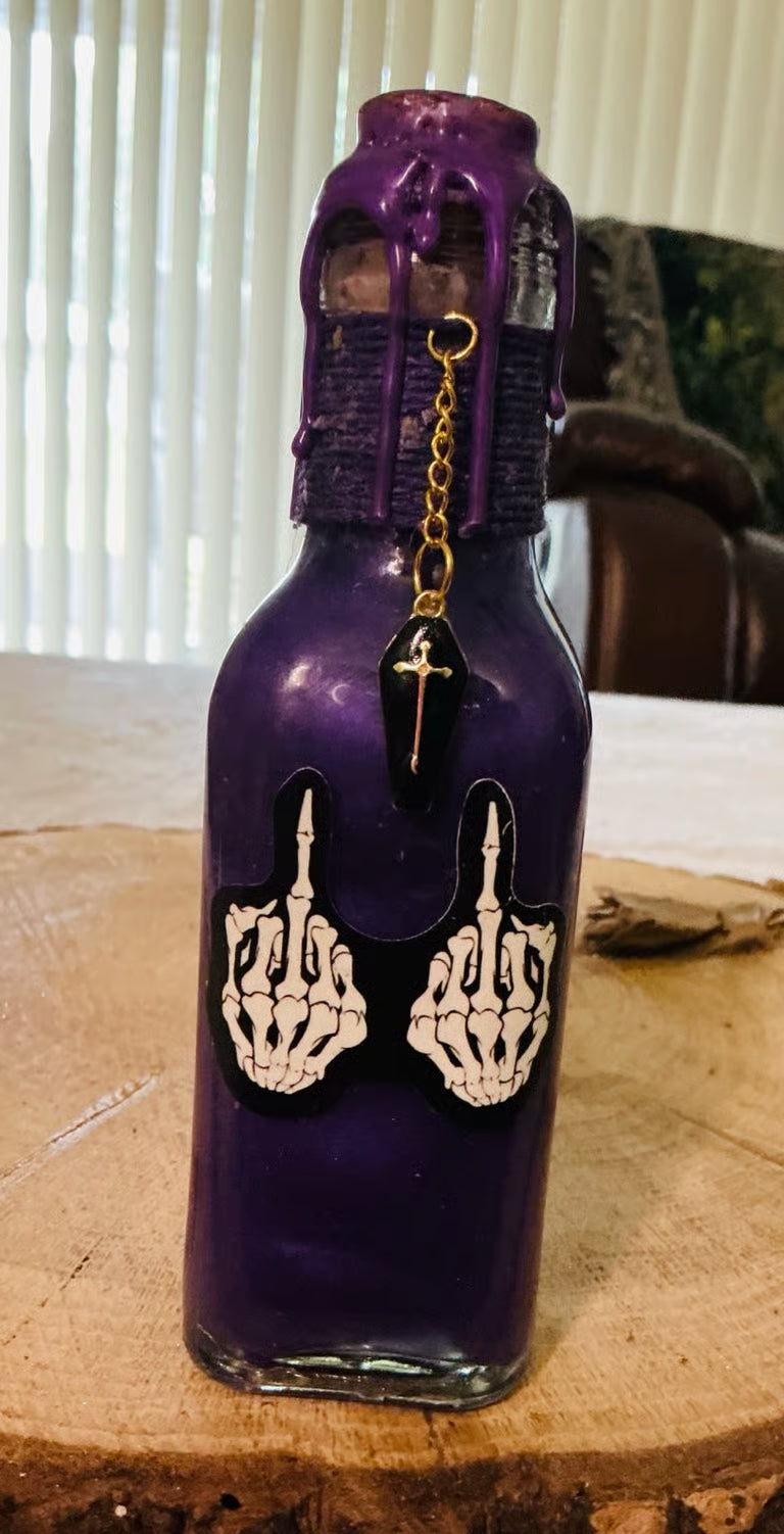 Skulls & Roses & a Double FU Potion Bottles ~ 7H x 1 1/2W