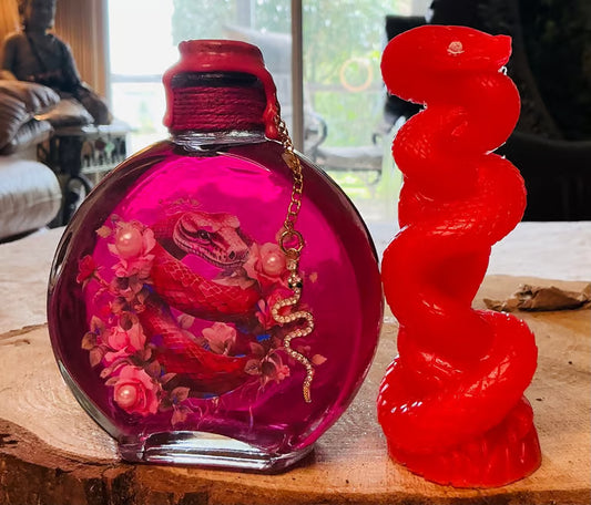 Snake Potion Bottle ~ 5”H x 2 1/2”W Glass is thick & heavy.