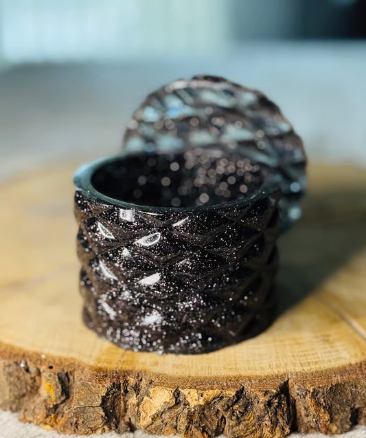 Diamond Cut Jar With Lid ~ 3”H x 3 1/2”W