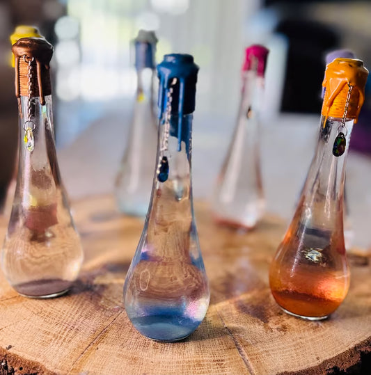 Swirling Potion Bottles Series ~ 7”H x 2 1/2”W