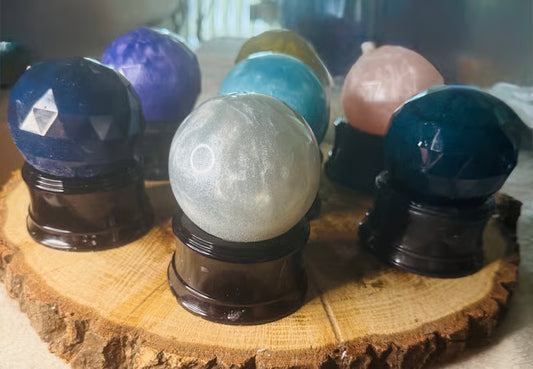 Crystal Ball & Pedestal Series 1~. N. 4 1/2”H x 3”W