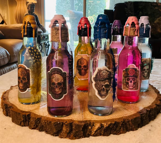 Steampunk Skull Potion Bottle ~ 7”H x 1 1/2W