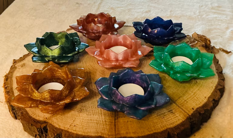 Lotus Candle Holder ~ 5”H x 5”W Made of Resin